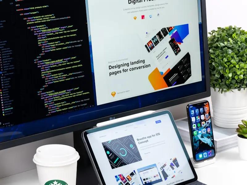 Web designer working on a modern website interface